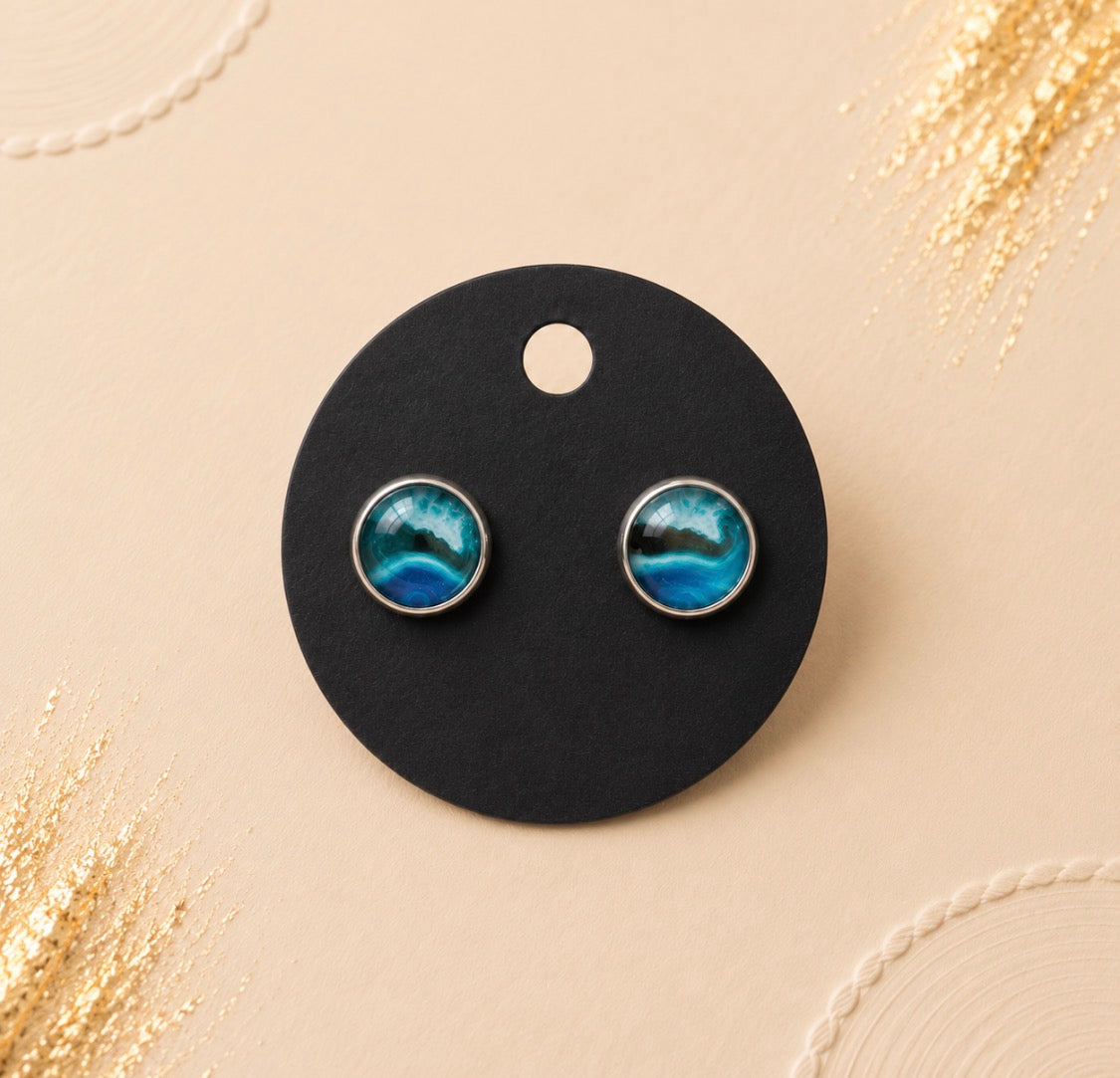 Azure Wave Stud Earrings
