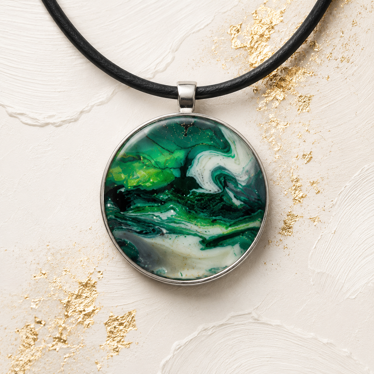 Emerald Wave Statement Pendant Necklace