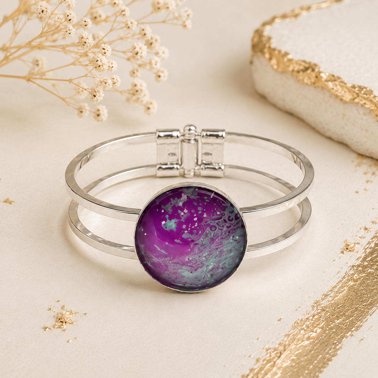 Amethyst Mist Single Cuff Bracelet