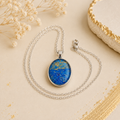 Large Azure Tide Oval Pendant Necklace