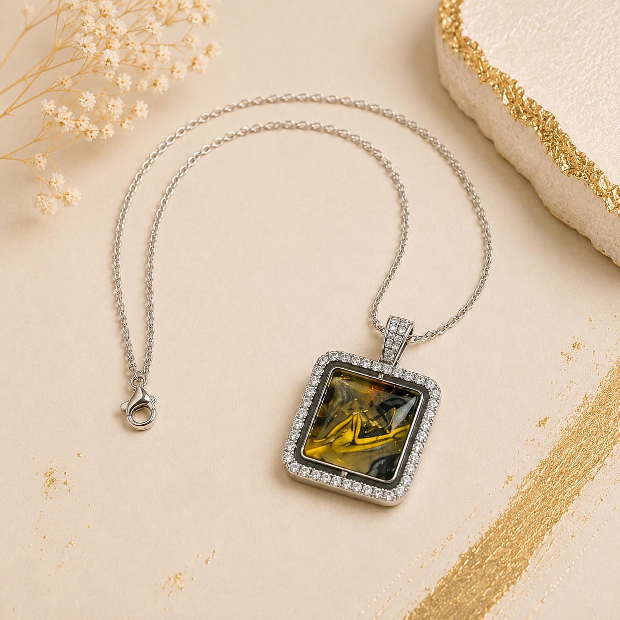Golden Eclipse Double-Sided Rotatable Pendant Necklace