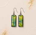 Tropical Lagoon  Rectangle Drop Earrings