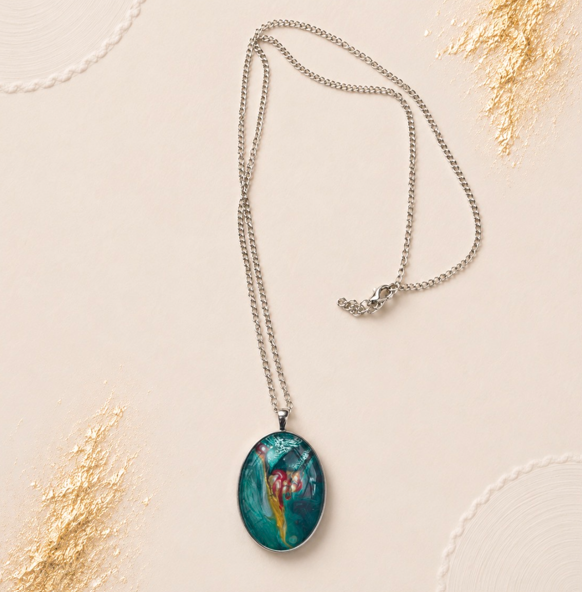 Ocean Treasure Oval Pendant Necklace
